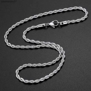 Pendentif Colliers Prix bas largeur 3MM 316L acier inoxydable torsadé chaîne chaîne collier hommes et femmes lien collier mode cadeau bijoux 45-70CML2403L2403