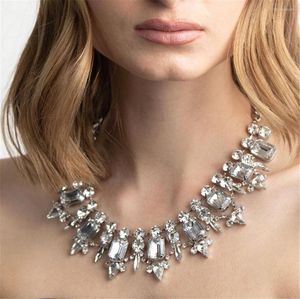 Collares con colgantes, collar grande de lujo con diamantes de imitación de cristal, accesorios de joyería para cena de boda para mujer, venta al por mayor