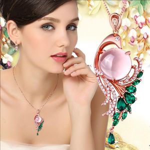 Colliers pendants Collier de phénix en or rose rose