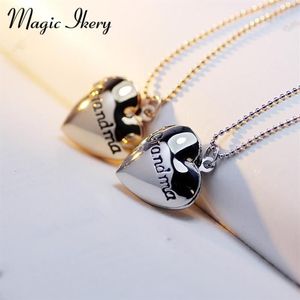 Collares colgantes Magic Ikery Po Memoria Flotante Locket Collar Rosa Color Oro Color Corazón Letra Abuela Para Mujeres 2021 MKA52325F