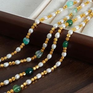 Colliers de pendentif Marka Collier de perle d'eau douce naturelle accessoires de bijoux en pierre verte