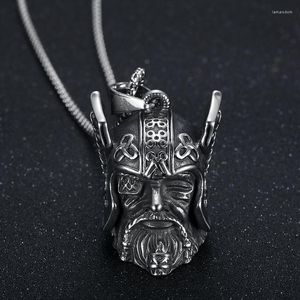 Collares colgantes Megin D Acero inoxidable Titanio Humano Viking Pirata Guerrero Motor Pequeña Campana Hip Hop Collar de cadena para hombres Mujeres Joya