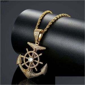 Collares colgantes Mejuri Joyería Quantum Hip Hop Micro Inset Zircon Barco Ancla Hombre Collar Cadena de enlace Sier Plateado Día de San Valentín Par