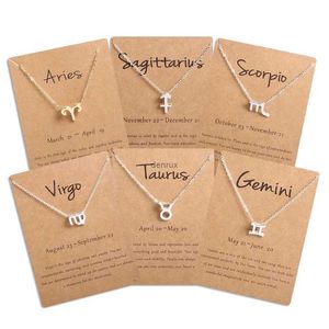 Pendentif colliers hommes femmes 12 Horoscope signe du zodiaque pendentif collier bélier lion 12 Constellations bijoux enfants cadeau de noël livraison directe