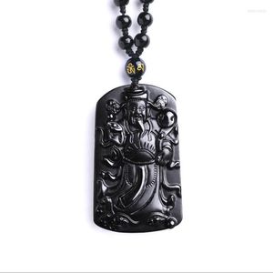 Pendentif Colliers Hommes Femmes Dieu De La Richesse Pendentifs Réel Naturel Obsidienne Collier De Perles L'argent Vient Amulette Boutique BijouxPendentif Mor