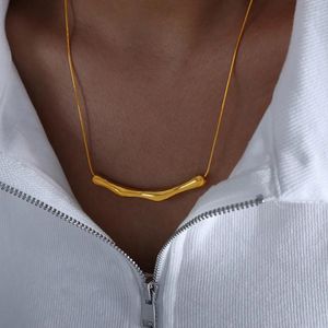 Colliers pendants Collier d'os creux lisse minimaliste Punk Gold Wave Clavicule Chaîne de cou de cou Vintage bijoux géométrique vintage
