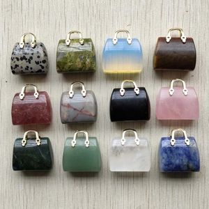 Collares colgantes Mezcla de piedra natural Cristal curativo Reiki Mini bolsa Decoración del hogar para la fabricación de joyas 12 piezas al por mayor 231218