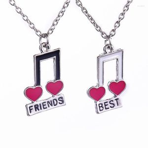 Collares colgantes Notas de música amigo para 2 bff heart nota amigos para siempre amistad colgantes collar joyas de moda joyas de moda