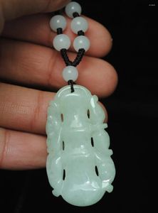 Pendentif Colliers Naturel A-Niveau Birman Pierre Collier Sculpté Vert Clair Rétro Bambou Jades Bijoux Style Pour Enfants