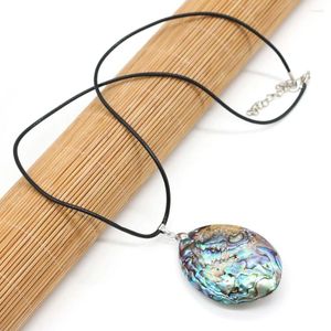 Pendentif Colliers Naturel Abalone Shell Collier Forme d'oeuf pour femme Cadeau Longueur 55 5cm Taille 40x60mm