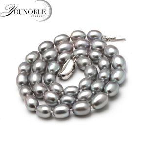 Colliers pendentifs Collier de perles grises d'eau douce naturelles Strand pour femmes Bon lustre Perle Collier ras du cou en gros Mariage 231118