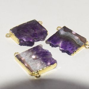 Colliers pendants Bijoux de connecteur de pierre de cristal violet naturel Faire 2022 Femmes Gold Placage Placing Pendule Grand Geode Druzy Améthystes