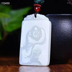 Colliers pendants Natural Real White Hétian Jade sculpture Bouddha bénisse le collier de paix bijoux pour hommes