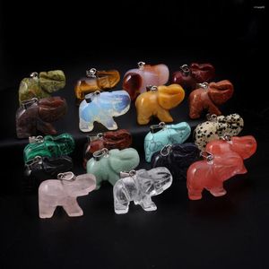 Colliers pendants Stone Natural Animal Elephant en forme de pierre précieuse Charmes exquis pour les bijoux Making DIY Bracelet Collier Accessoires
