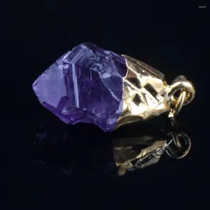 Colliers pendants Stone Natural Drop Purple Yellow Clear Druzy Quartz Pendants Gold Color Collier Chaîne Bijoux Drusy Perles