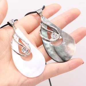 Pendentif Colliers Forme De Goutte D'eau Naturelle Nacre Shell Fil De Cire Collier Pendentifs Pour Femmes Bijoux Cadeau Longueur 55cm Taille