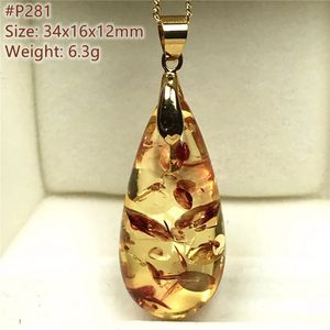 Collares colgantes Natural amarillo rojo Piebald ámbar colgante collar joyería para mujeres señora hombres curación suerte regalo cuentas de cristal de plata piedra AAAAA 231020