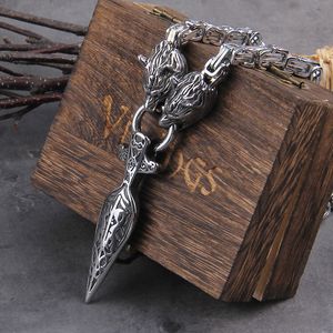 Colliers pendentifs ne se fanent jamais hommes loup celtique colliers Viking Vegvisir amulette lance pendentif runes nordiques ancre en acier inoxydable roi chaîne bijoux 230605
