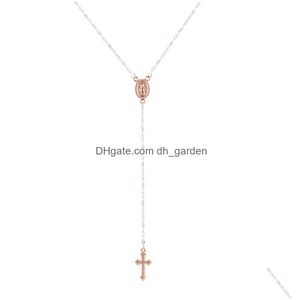 Collares colgantes Nueva moda Vintage Christian Cross Collares Bohemia Relius Rosario Collar colgante para mujer Charm Jewel Dhgarden Ot54K