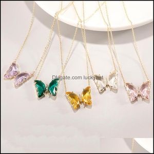 Collares pendientes nuevo alto grado mujeres niñas collar moda K9 cristal mariposa gota entrega joyería colgantes Otjkv