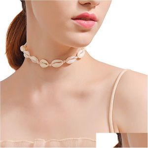 Collares colgantes New Seashell Beach Shell Gargantilla Collar para mujeres Boho Cadenas de cuerda hechas a mano Joyería de verano en BK Drop Delive Dhrg8