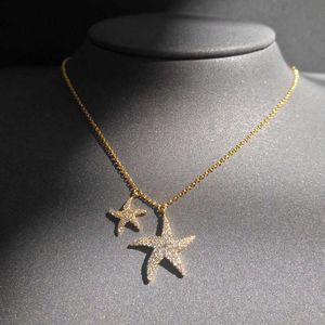 Collares pendientes Nuevo Starfish Star Necklace Luxury Ins Diseño simple Girls Pendant Rinestone Necklace Valentines Day Gift Colier Femme Zk40 G230206