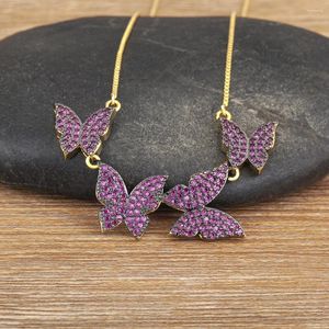 Nidin personnalité Design 4 papillons pendentifs ras de cou amitié collier couleurs Animal clavicule chaîne collier fin
