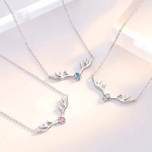 Pendentif Colliers Nieuwe Kerst Antler Ketting Voor Vrouwen Mode coréen Elanden Kleurrijke Maansteen Hanger Sleutelbeen Sieraden Gift