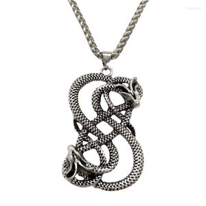 Collares colgantes nórdico vikingo doble dragón gótico Ouroboros collar escandinavo accesorios para hombres joyería de Halloween 2022