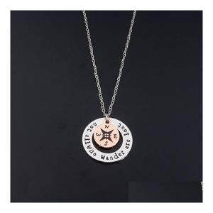 Colliers Pendentif Pas Tous Qui Errent Sont Perdus Lettres Boussole Hommes Et Femmes Collier Gsfn605 Avec Chaîne Mix Ordre Drop Delivery Jewe Dhdao