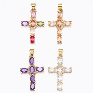 Colliers pendants Ocesrio Cross à la mode pour collier Gold plaqué CZ Crucifix Bijoux Faisant des fournitures en vrac en gros PDTA705