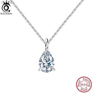 Pendentifs de collier ORSA bijoux élégant 925 en argent Sterling goutte d'eau Faux diamant 8A cubique Zircon pendentif collier pour les femmes bijoux de mariage LZN04 YQ240124