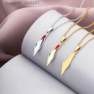 Collares colgantes Palestina Israel M Falg Collares pendientes para hombres mujeres Acero inoxidable Color oro palestinos étnicos M joyería GiftsL231215