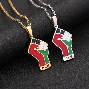 Collares colgantes Palestina Mapa Bandera Collar para Mujeres Hombres Plata Color Oro Cayendo Aceite Acero Inoxidable Joyería Regalo