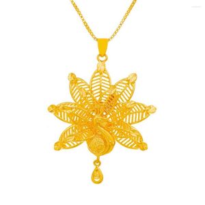 Pendentif Colliers Paon Ouverture Design Chaîne Jaune Or Rempli Parfait Femmes Filles Collier Charme Cadeau