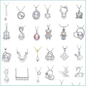 Colliers pendentifs Collier de perles pour femmes Paramètres Sterling 925 Sier Pendentif Peut DIY Bijoux De Mode Avec Chaîne Cadeau Drop Livraison 2 Dhwds