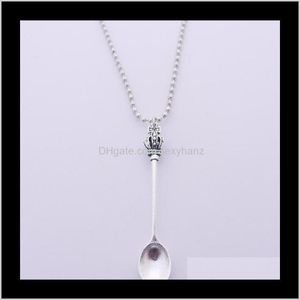 Pendentif Colliers Pendentifs Bijoux Drop Delivery 2021 Sier Vintage Crown Inspiré Mini Tea Spoon Charm Womens Designer Tibétain Diy Teapot R