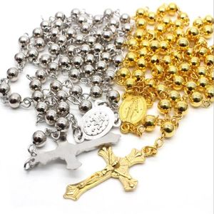 Pendentif Colliers Pendentifs Bijoux Drop Livraison 2021 6Mm Croix de cristal Collier de perles d'or Rosaire Creux Cross1 Bsrj0233z