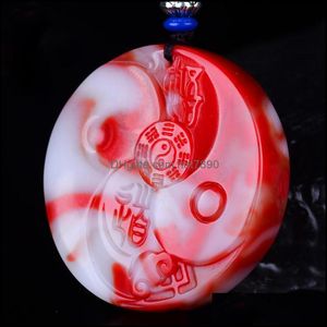 Collares colgantes Colgantes Joyería Iluminación Tai Chi Bagua Hombres y mujeres Pollo Sangre Jade Charms Drop Entrega 2021 5Tf7R