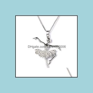 Pendentif Colliers Pendentifs Bijoux Mode Argent Plaqué Cristal Fantaisie Ange Ballet Danseur Fille Charme Collier Pour Les Femmes Livraison Directe 202