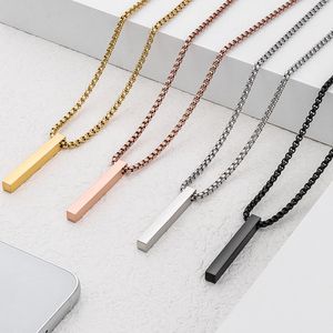 Colliers pendants personnalisés 3d quatre côtés collier carré gravé