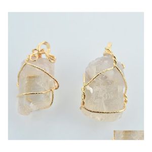 Pendentifs Colliers Jolie Nature Pierre Pendentifs Améthyste Rose Quartz Blanc Cristal Citron Fluorite Charmes Pour Collier Livraison Directe Je Dhnyu