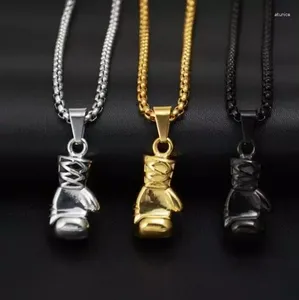 Pendentif Colliers Punk Collier Bijoux Gants de boxe Chaîne en acier inoxydable Hommes Hip Hop Party Collier Bijoux Cadeau