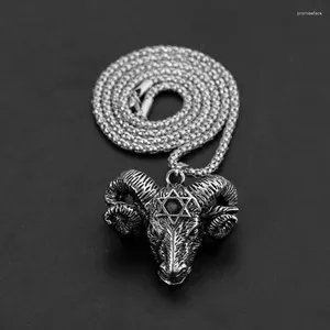 Pendentif Colliers Punk Sheepshead Hexagram Collier surnaturel Sorcellerie Gothique Homme Vharm Vintage Bijoux Cool Street Boy Accessoires