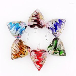 Pendentif Colliers Q Grossiste 6pcs Fait main Murano Lampwork Verre Mix Couleur Coeur Fit Collier Cadeau