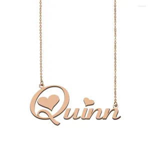Colliers pendants Quinn Nom Collier Custom pour les femmes filles en acier inoxydable Bijoux Amis d'anniversaire Mariage de Noël Gift Mother Days