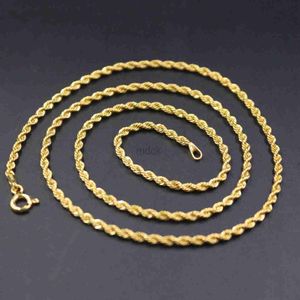 Colliers pendants réelle chaîne en or jaune 18 carats pour femmes Collier de corde torsadé de 2 mm 18 pouces de longueur AU750 240419