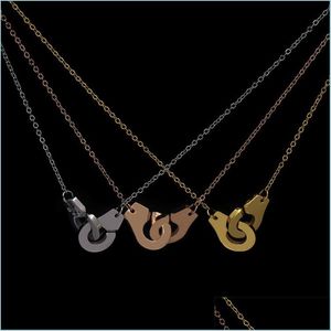 Collares pendientes Real 925 Sterling Sier Handcuff Menottes Collar colgante para hombres Mujeres Francia Dinh Van Jewelry 64 R2 Drop Deliver Dhrpm