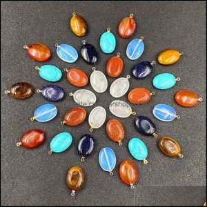 Colliers de pendentif Reiki Bijoux de guérison OVAL NATURE NATURE TURQUISE Opale Agate Crystal Pendants DIY Boucles d'oreilles Wome CARSHOP2006 DHXI4