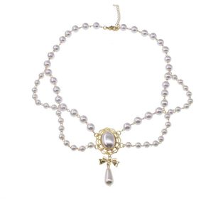 Collares pendientes Retro chino collar de perlas joyería boda ahueca hacia fuera lujo temperamento decoraciones regalo Colliers A